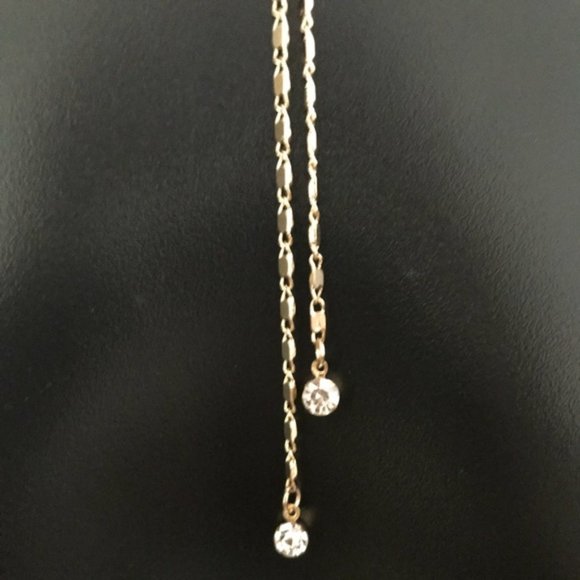 3 Layer Bar Collar Choker w/ Gold Y Chain Necklace - Picture 2 of 3